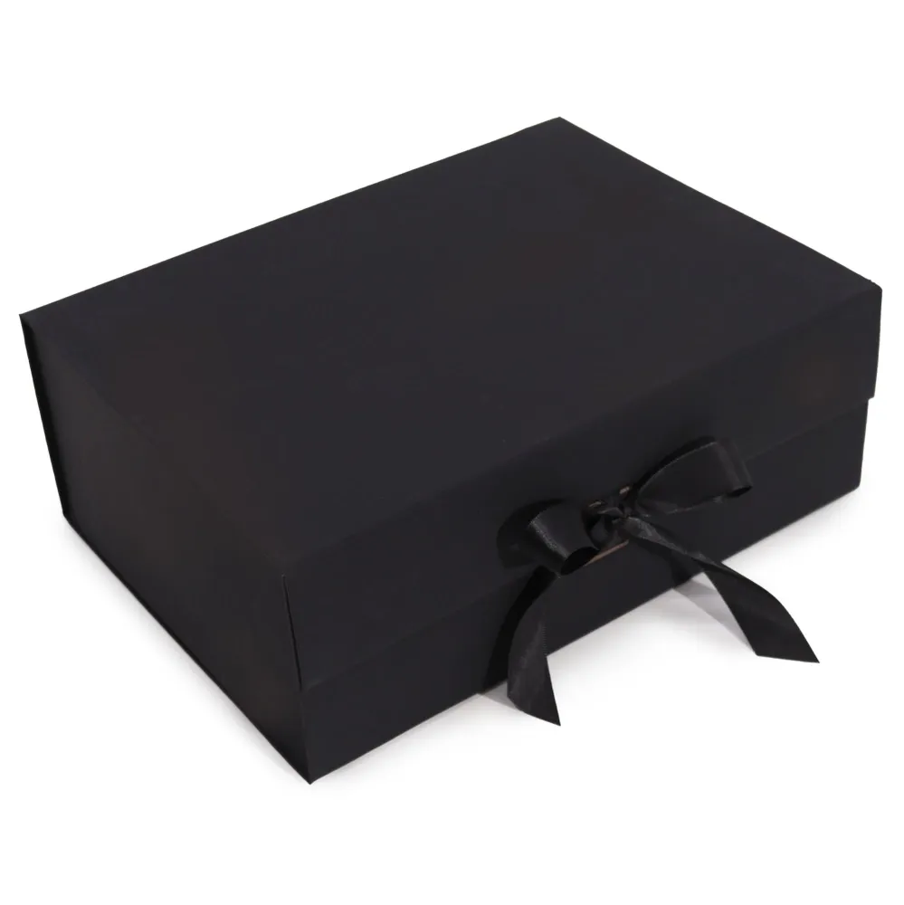 Подаръчна кутия плосък пакет изключително голяма 33x25x12cm черна