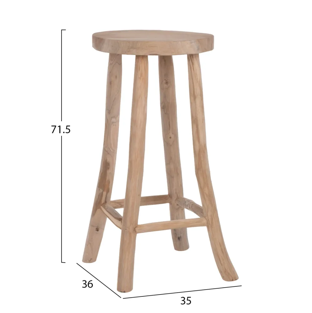 Бар стол ф35 -тиково дърво Φ34,5Χ71,5