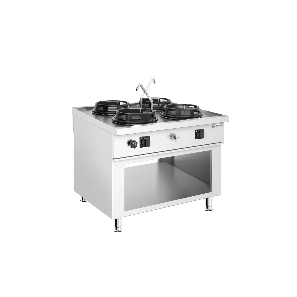 Газова уок печка - 60 kW - 4 горелки - вкл. 2 смесителя