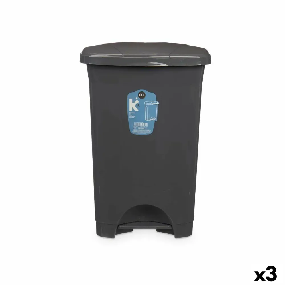 Кошче с педал Антрацит Пластмаса 50 L (3 броя)