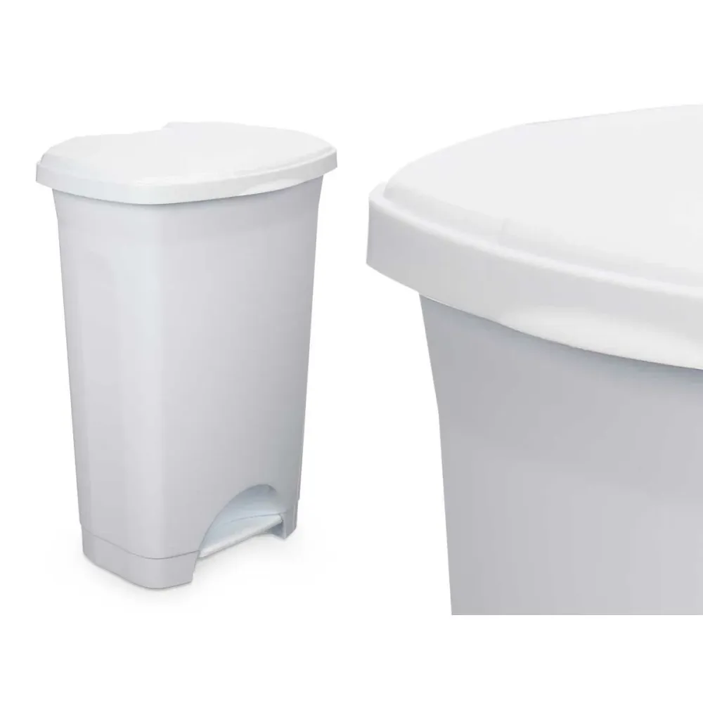 Кошче с педал Бял Пластмаса 50 L (3 броя)