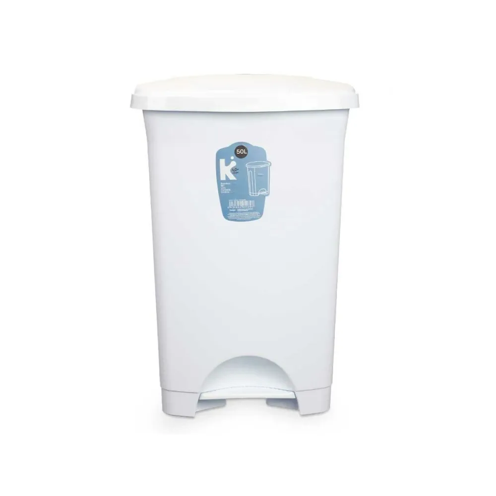 Кошче с педал Бял Пластмаса 50 L (3 броя)