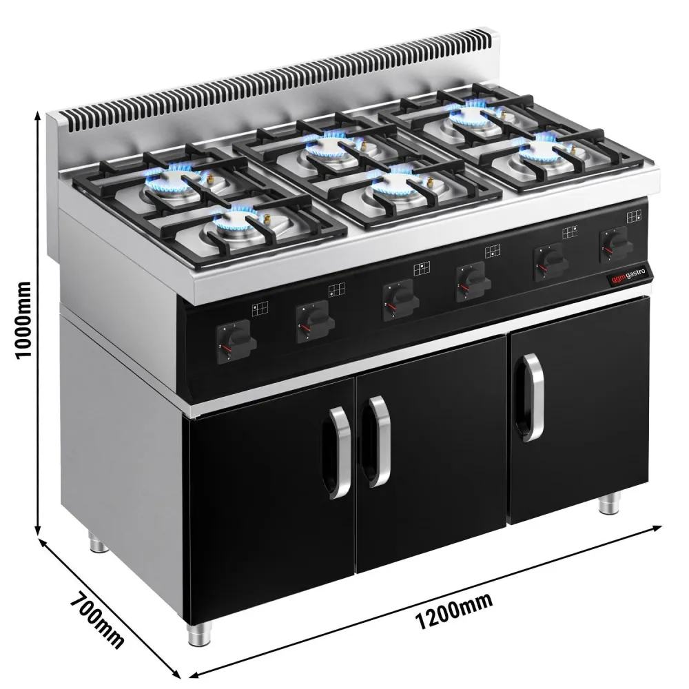 Газови котлони - 36kW - Серия 700 - 6 горелки - върху шкаф-основа - 3 врати