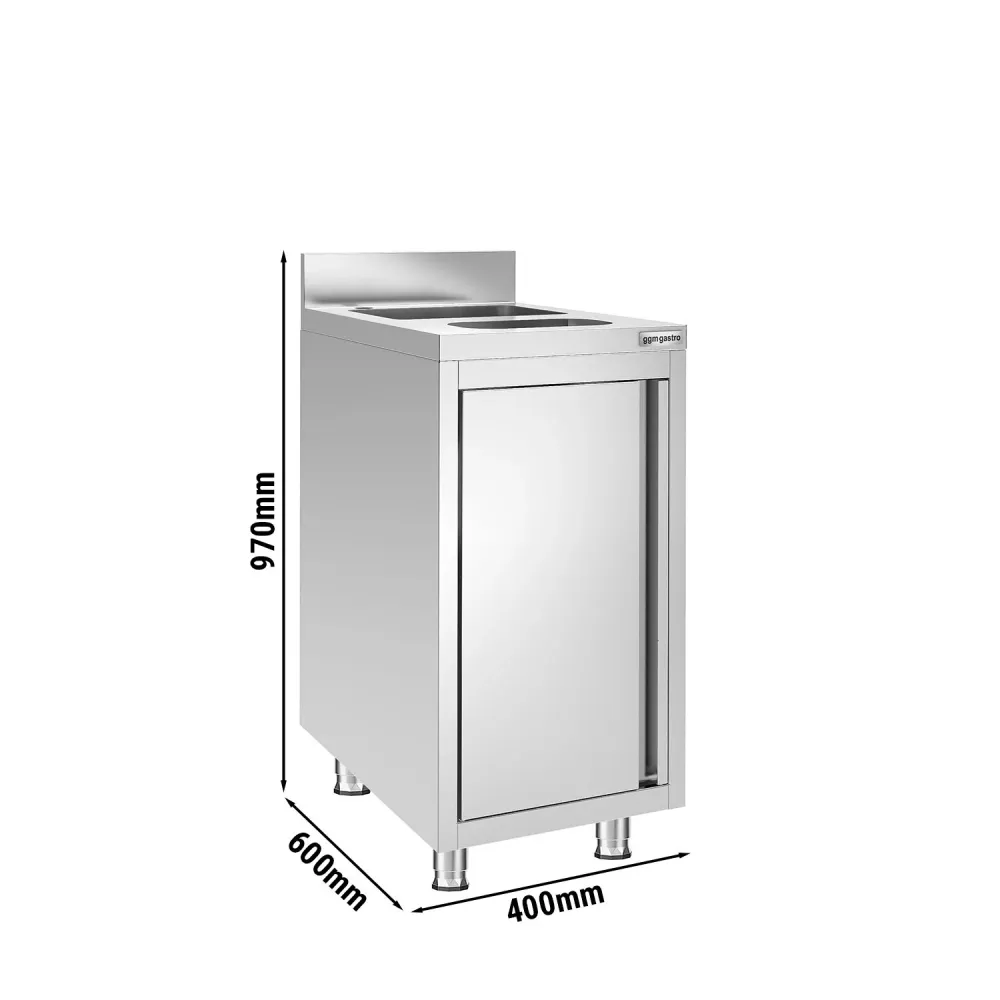Шкаф с мивка - 400x600mm - с кофа за отпадъци и 1 корито в средата