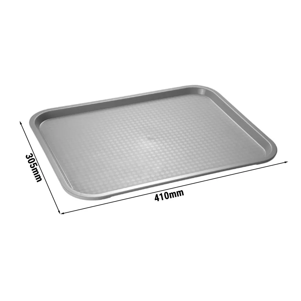 (6 бр.) Табла за бързо хранене - Полипропилен - 410x305mm - Сив - текстурирана повърхност - устойчиво на счупване - подход...