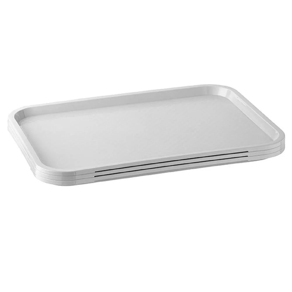 (6 бр.) Табла за бързо хранене - Полипропилен - 410x305mm - Сив - текстурирана повърхност - устойчиво на счупване - подход...