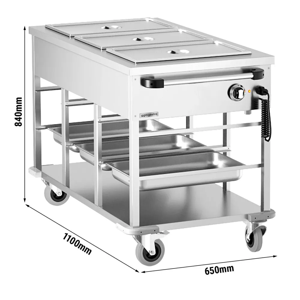 Отопляема количка с водна баня - 3x GN 1/1 - 2,5 kW