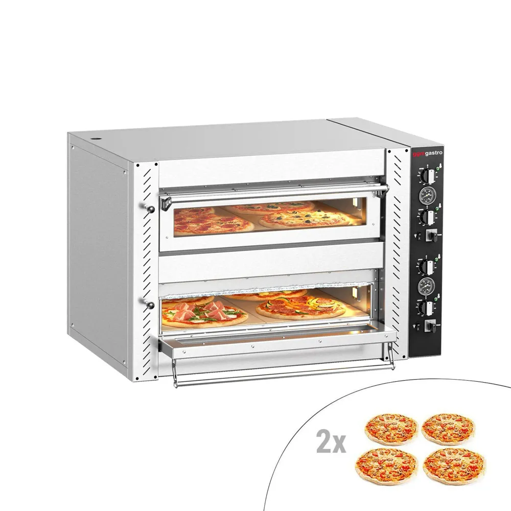 Професионална Електрическа фурна за пица - 4+4x Ø30cm - Механично - до 450°C