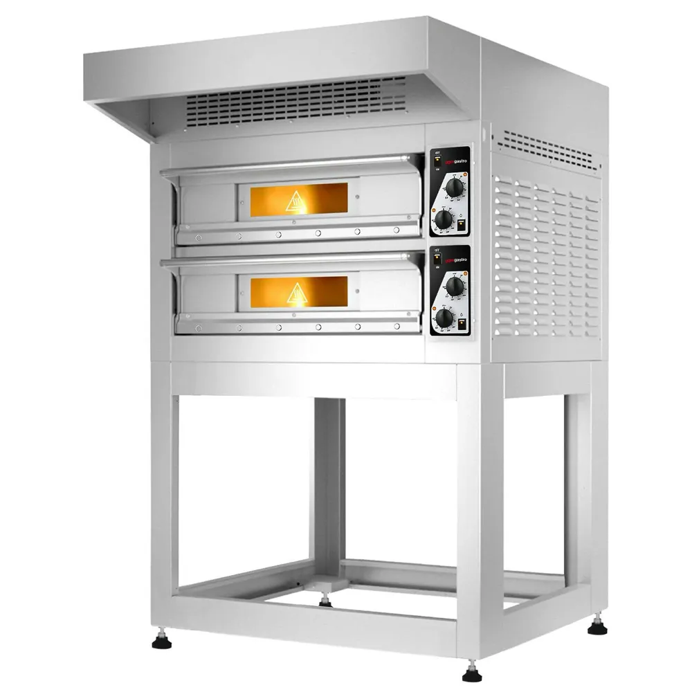 Професионална Електрическа фурна за пица - 4+4x Ø33cm - Механично - до 400°C - вкл. Аспиратор 0,85 м. - с мотор и конденза...