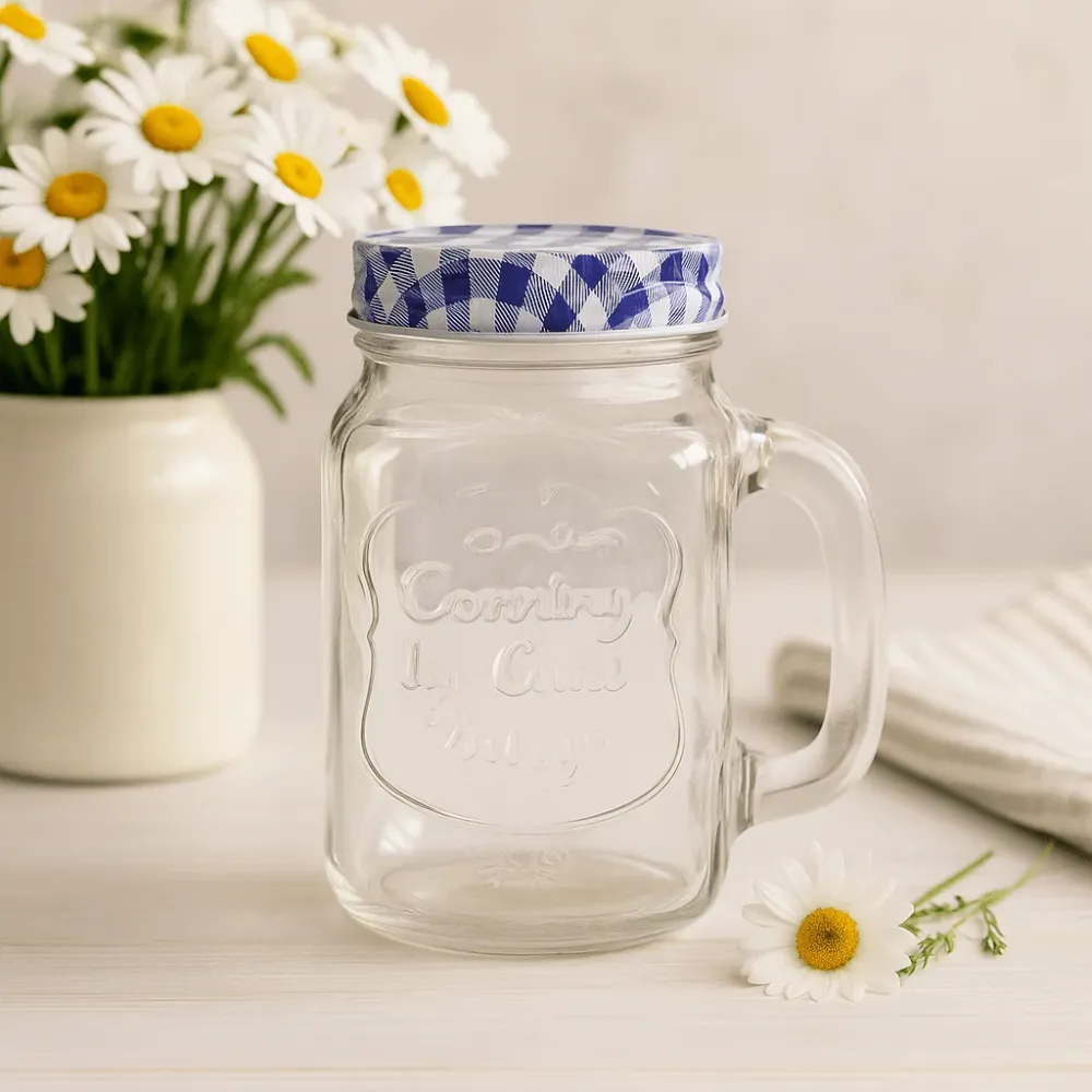 Стъклен буркан с капак, прозрачен 450ml