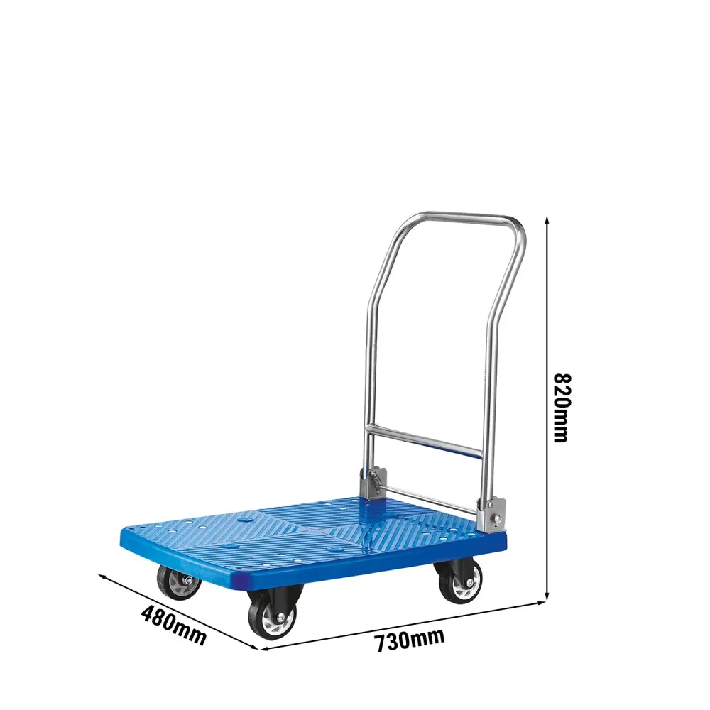 Транспортна количка - 480x730mm - с 1 рафт от пластмаса - без дръжка - сгъваем