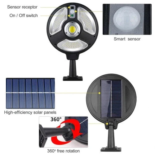 Соларна лампа 2бр със сензор и дистанционно управление 500w
