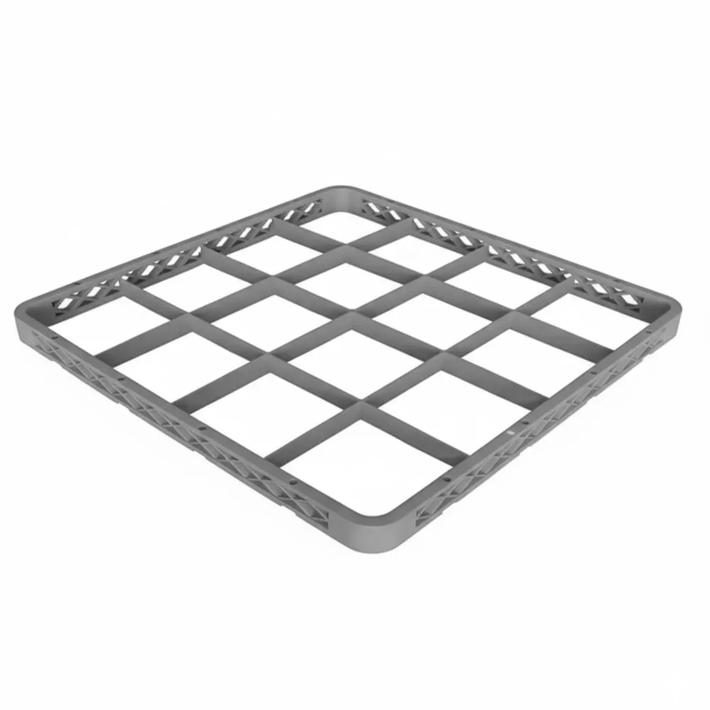 Надстройка за кошница за стъклени чаши - 500x500x40mm - 16 отделения - Сив - съвместим с GKU16N