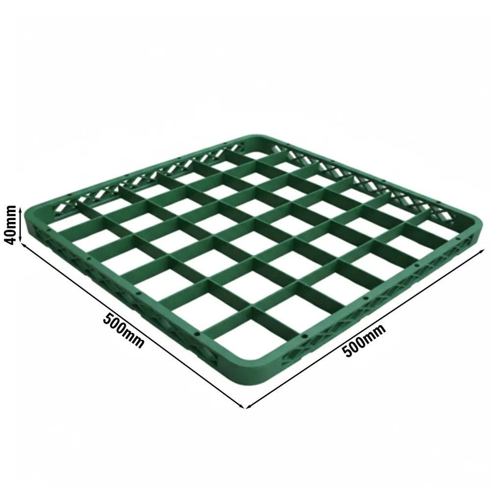 Надстройка за кошница за стъклени чаши - 500x500x45mm - 36 отделения - Зелен - съвместим с GKU36N
