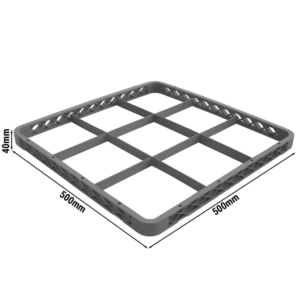 Надстройка за кошница за стъклени чаши - 500x500x45mm - 9 отделения - Бежов - съвместим с GKU9N