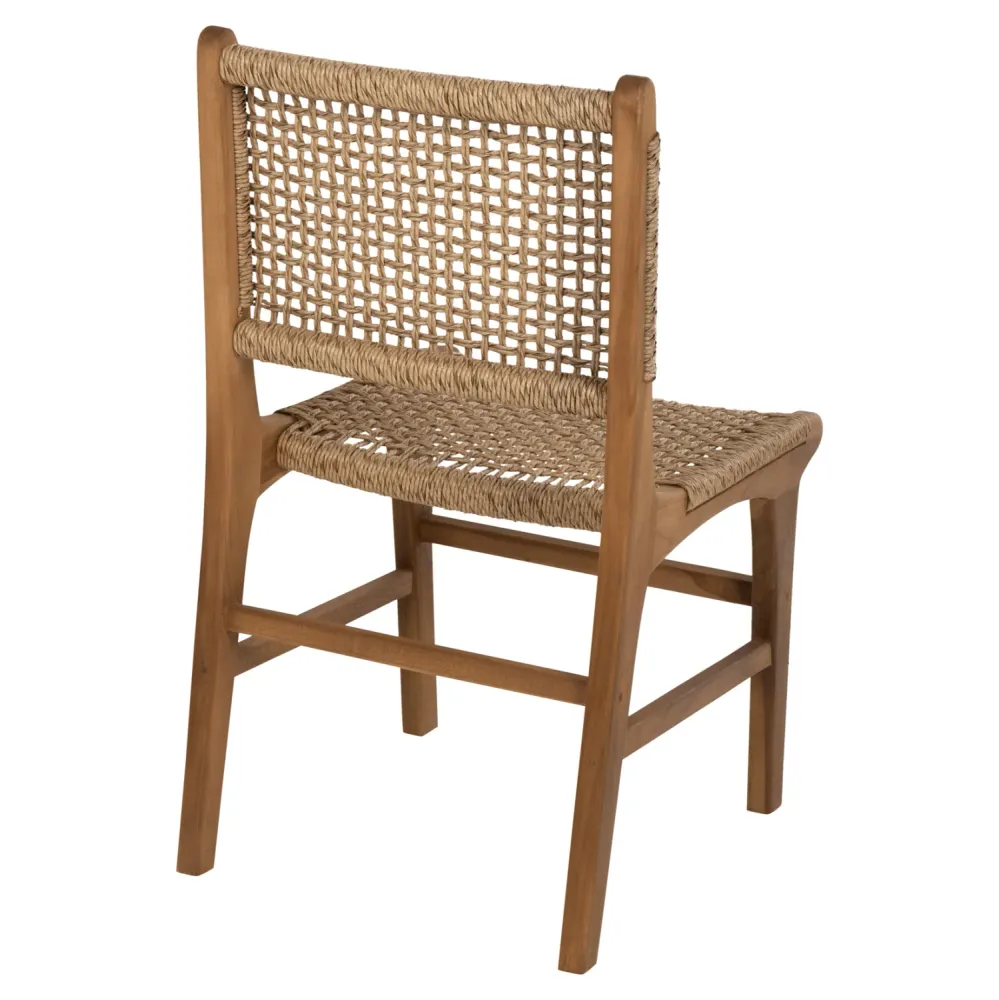 Стол Лея тиково дърво-въже естествен цвят 50x62x85см