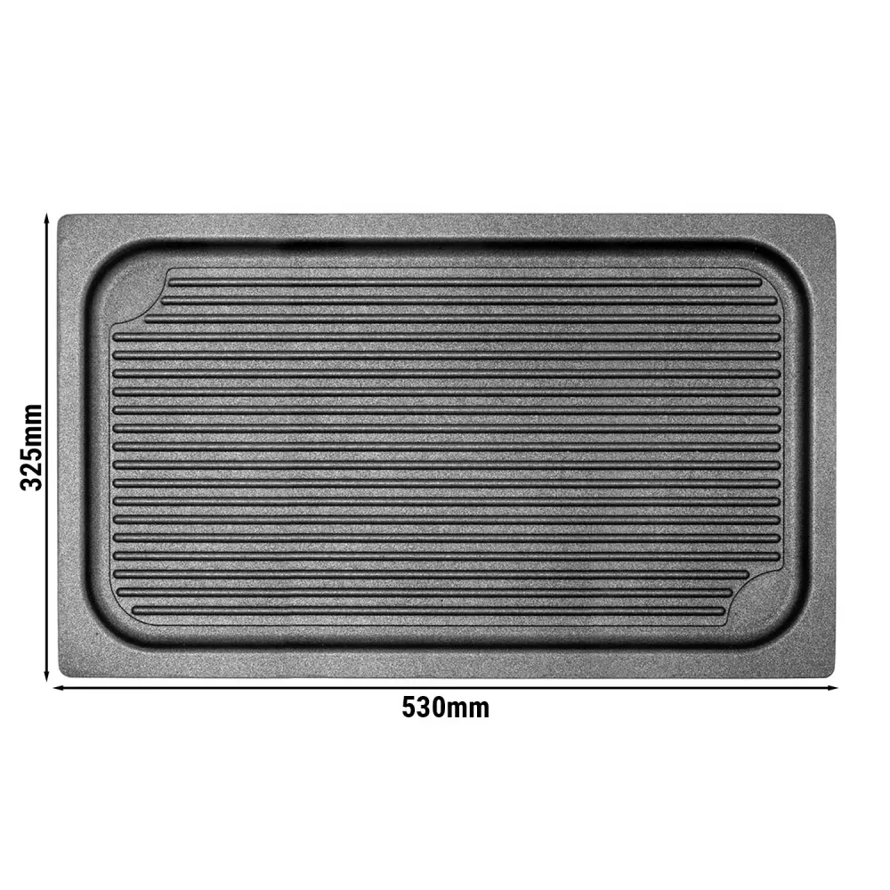 Грил плоча за конвектомат и фурна - GN 1/1 - 530x325x20mm - Алуминий, с незалепващо покритие