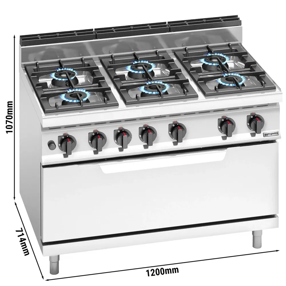 Газови котлони - 54,0kW - Серия 700 - 6 горелки - с вградена Газова фурна статична - 12,0kW