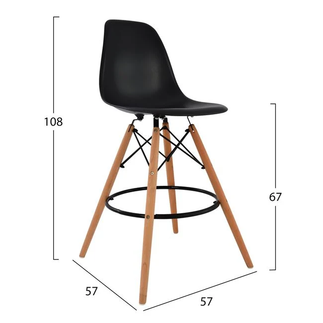 Бар стол ИВИ черен цвят 58x56x107