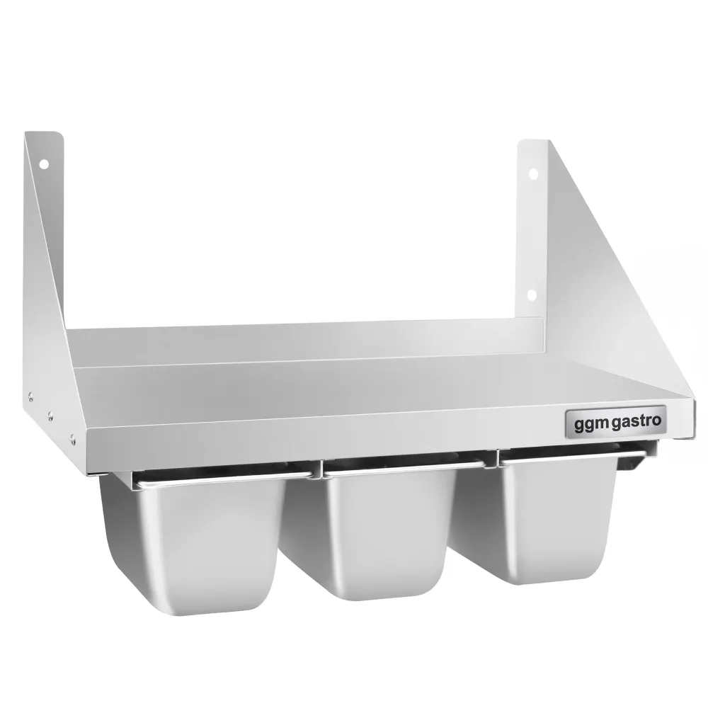 Стенен рафт за 3x GN 1/6 съдове - 600x300mm