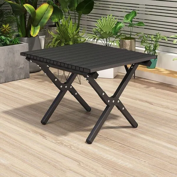 Сгъваема къмпинг маса 60×60 см с чанта – метал + PVC плот