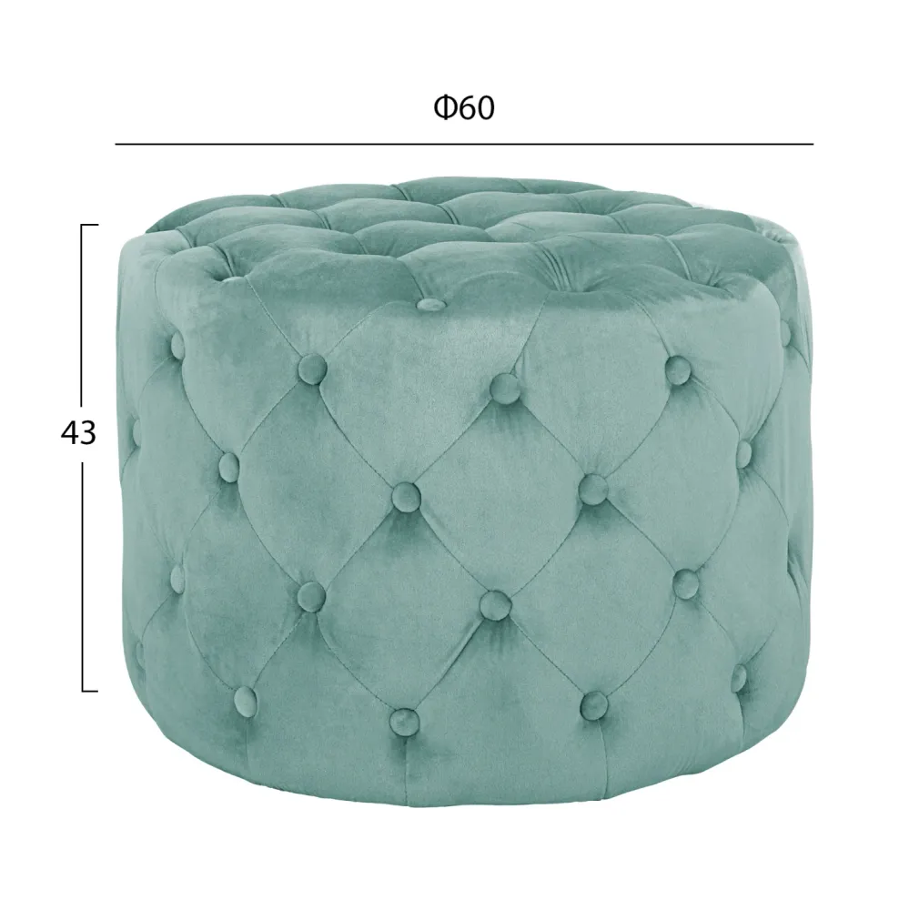 Табуретка Честърфилд цвят мента Φ60X43