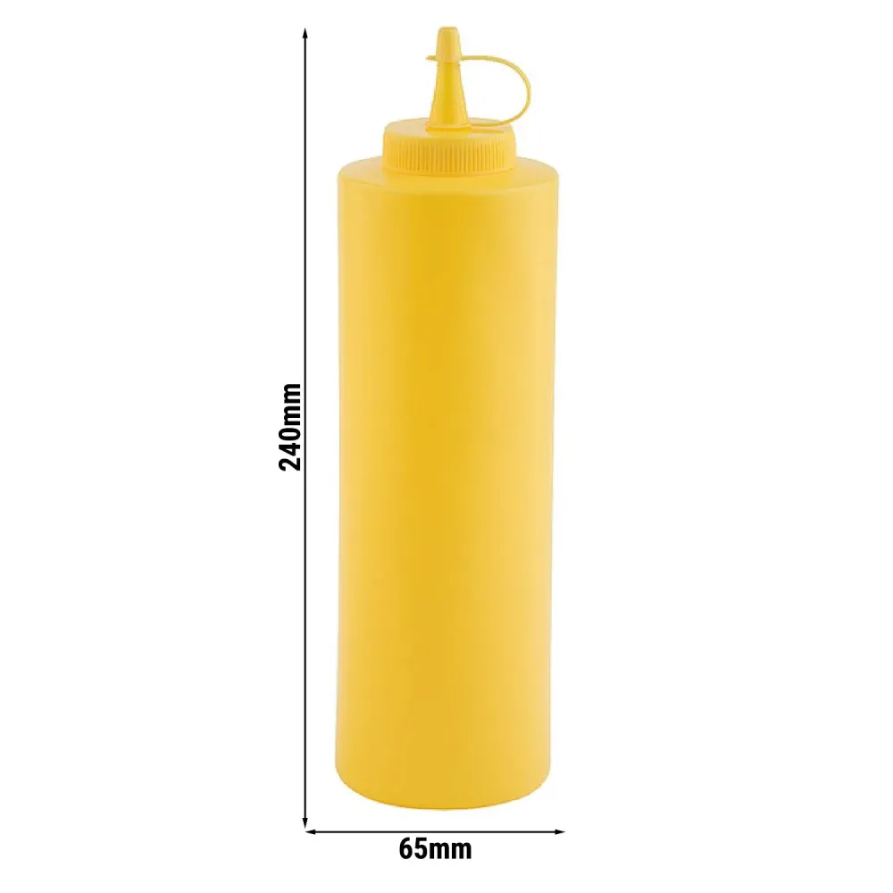 (6 бр.) Бутилка за дресинг - 650ml - PE - с капачка на винт - жълта
