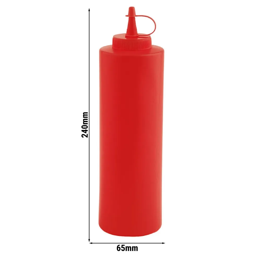 (6 бр.) Бутилка за дресинг - 650ml - PE - с капачка на винт - червена