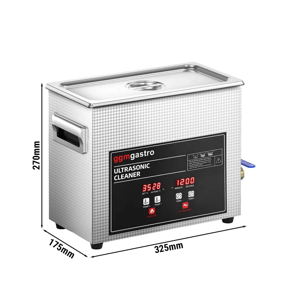 Ултразвукова вана - Професионална - с нагревател - дигитално управление - 6,5l - 180W ултразвукова мощност - 40kHz - с кра...