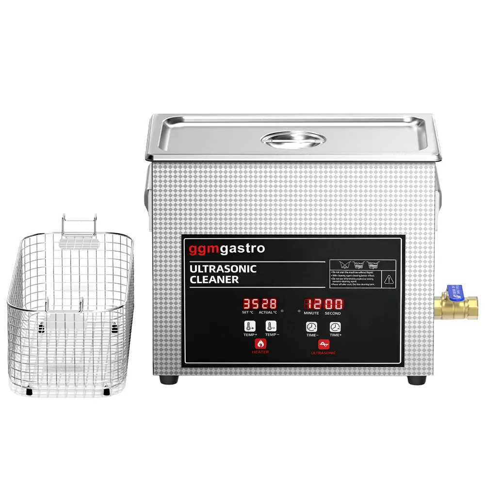 Ултразвукова вана - Професионална - с нагревател - дигитално управление - 6,5l - 180W ултразвукова мощност - 40kHz - с кра...