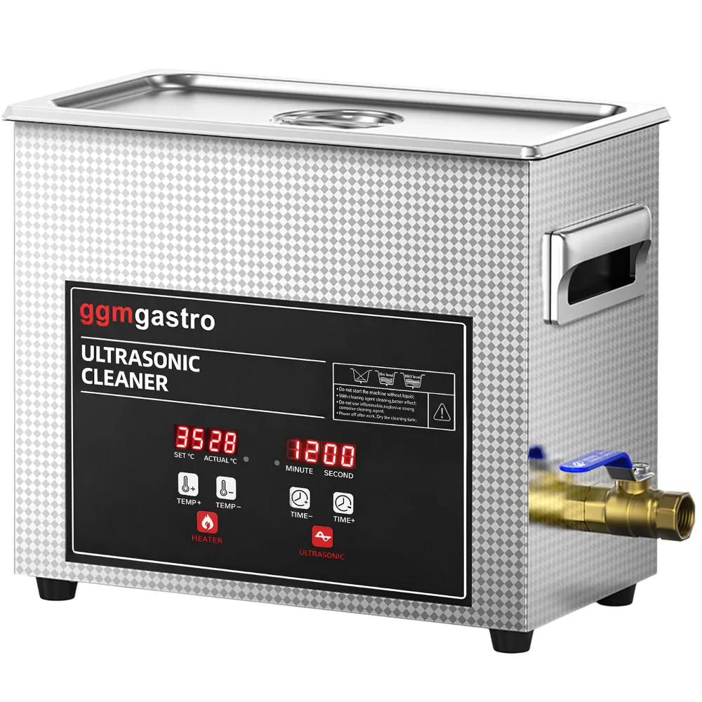 Ултразвукова вана - Професионална - с нагревател - дигитално управление - 6,5l - 180W ултразвукова мощност - 40kHz - с кра...