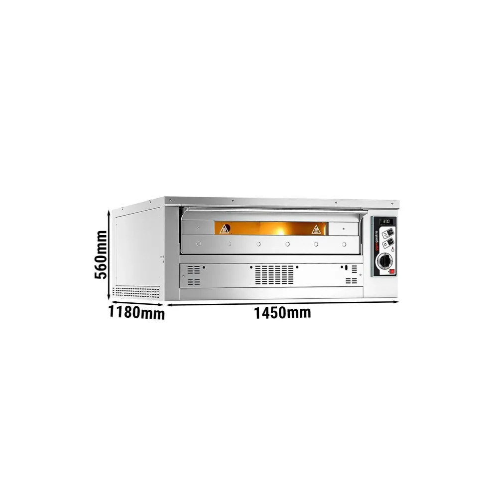 (2 бр.) Професионална Газова фурна за пица - 6+6x Ø33cm - 230V - Механично - до 400°C