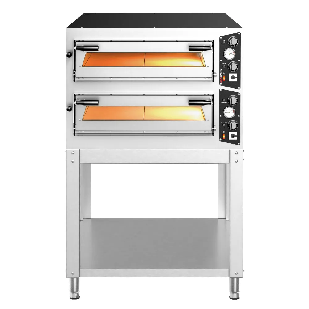 Професионална Електрическа фурна за пица - 6+6x Ø35cm - Механично - вкл. Основа от неръждаема стомана за фурни с непрекъсн...