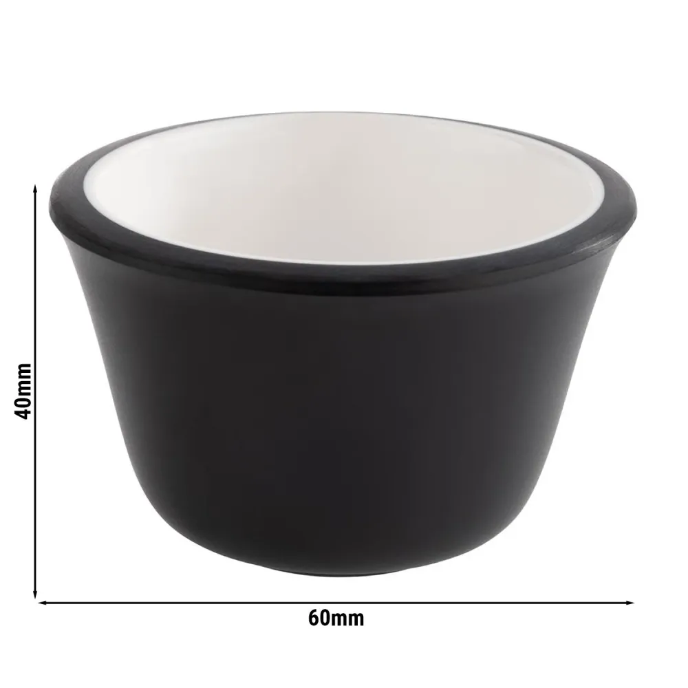 (6 бр.) Купички за сос - 6er Set - Меламин - 40ml - 60x60mm - Черен/Бял
