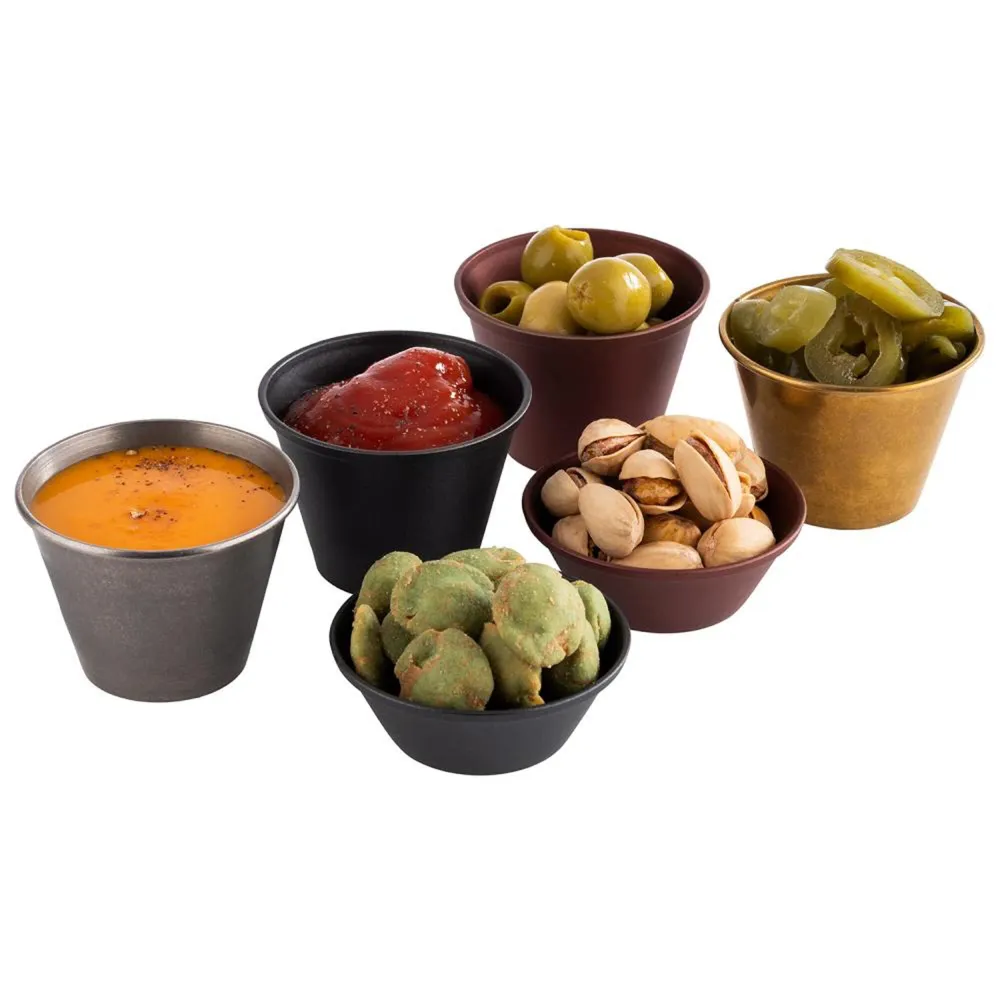 (6 бр.) Купички за сос - 6er Set - Неръждаема стомана - 60ml - Ø60mm - Черен