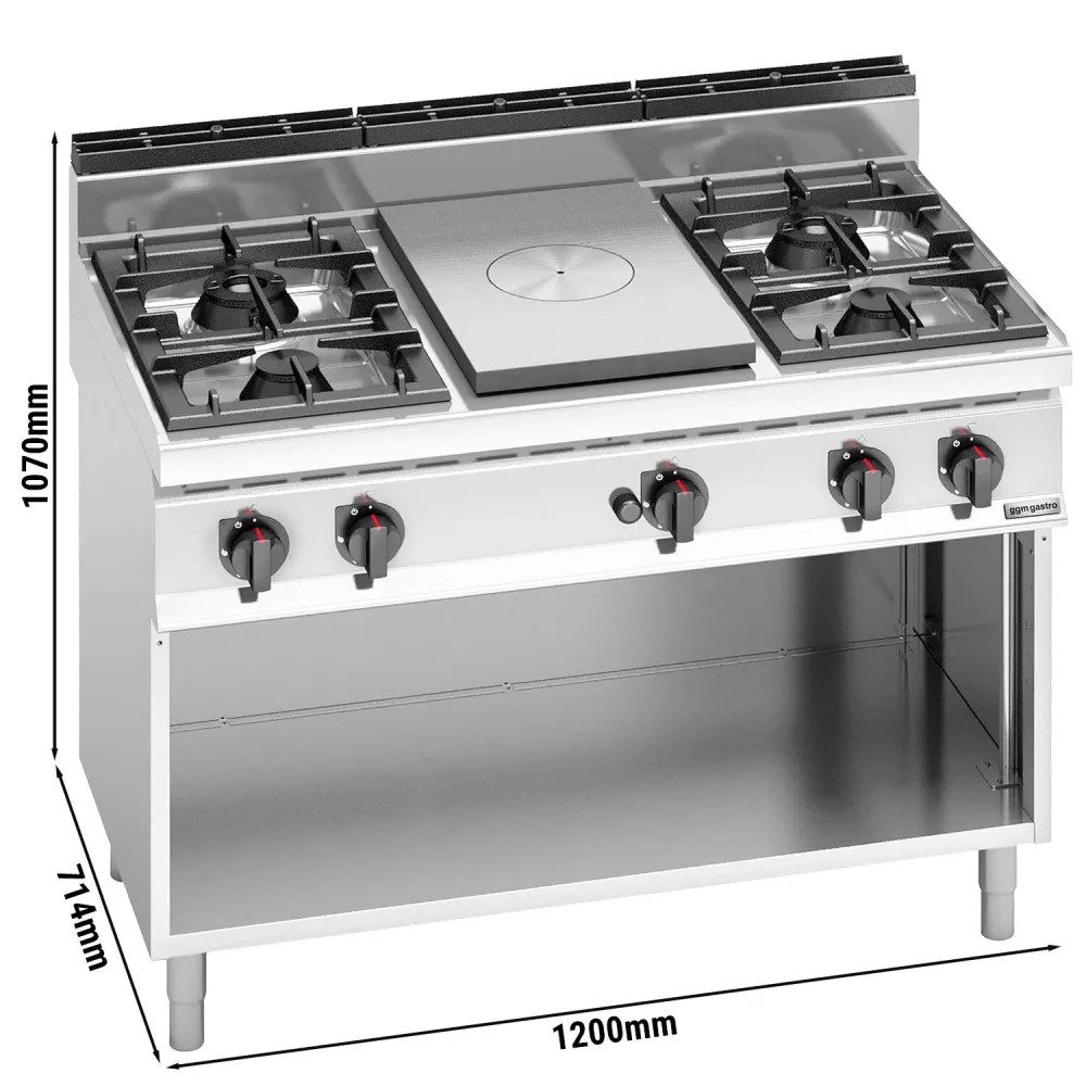 Комбинирана печка: електрическа плоча + газови горелки - Серия 700 - 28kW - 4 горелки