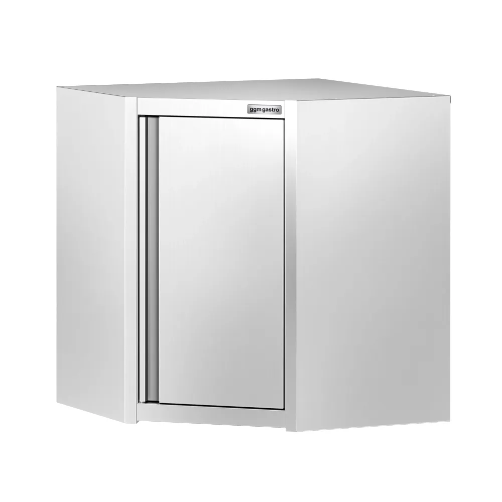 Ъглов стенен шкаф от неръждаема стомана - 700x700mm - с врата на панти - височина: 650mm