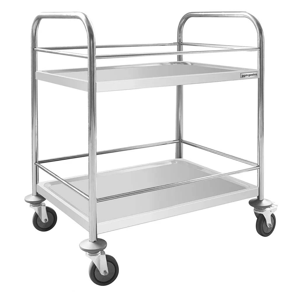 Професионална Количка за сервиране - 705x405mm - с 2 рафта & с усилваща шина
