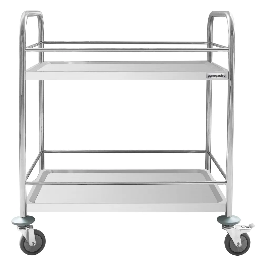 Професионална Количка за сервиране - 705x405mm - с 2 рафта & с усилваща шина