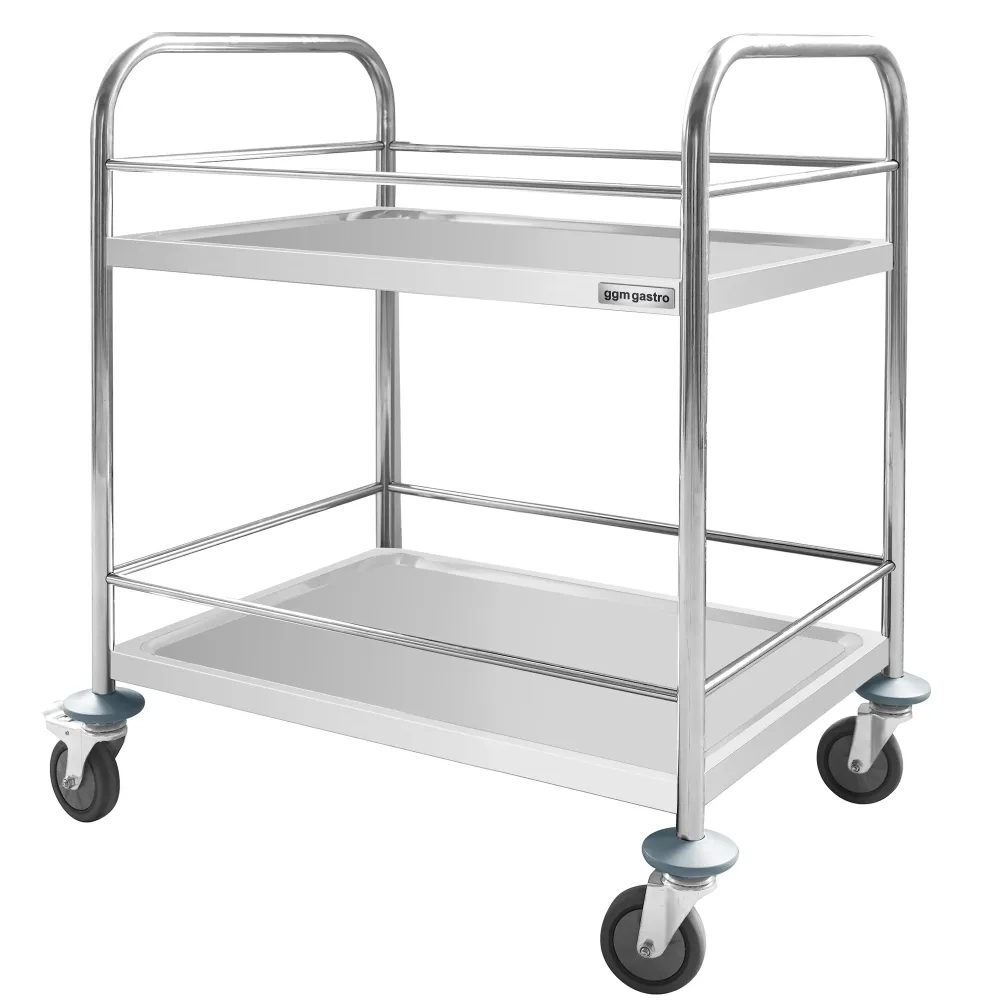 Професионална Количка за сервиране - 705x405mm - с 2 рафта & с усилваща шина
