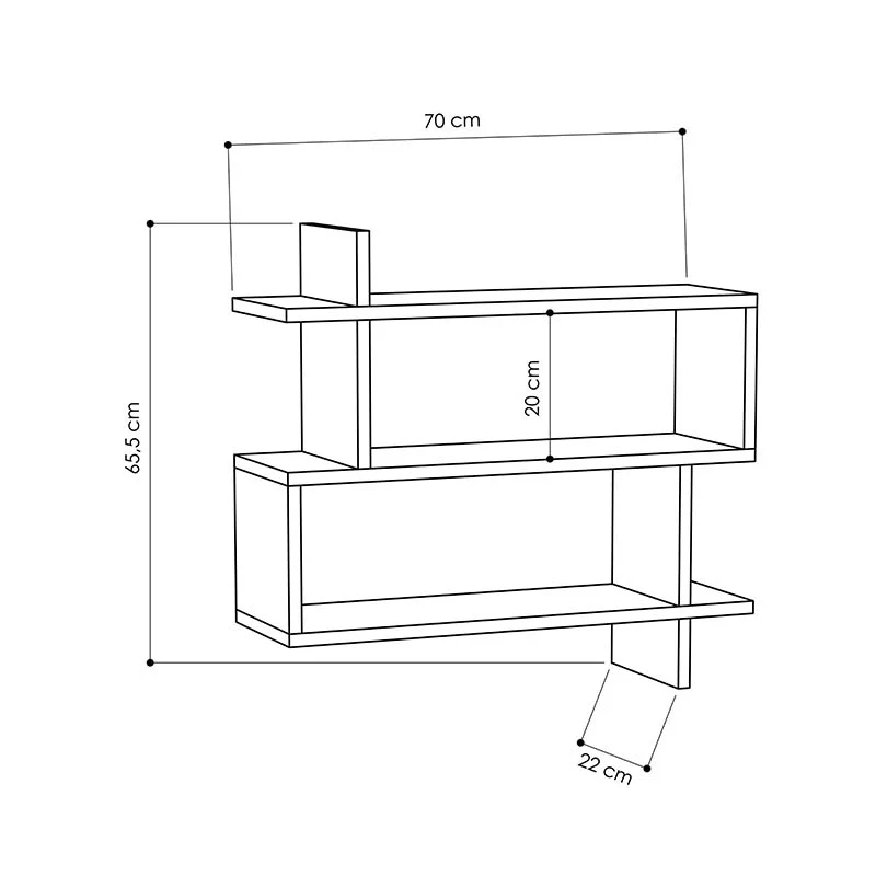 Стенен рафт Паралел бял Цвят 70x22x65,5см