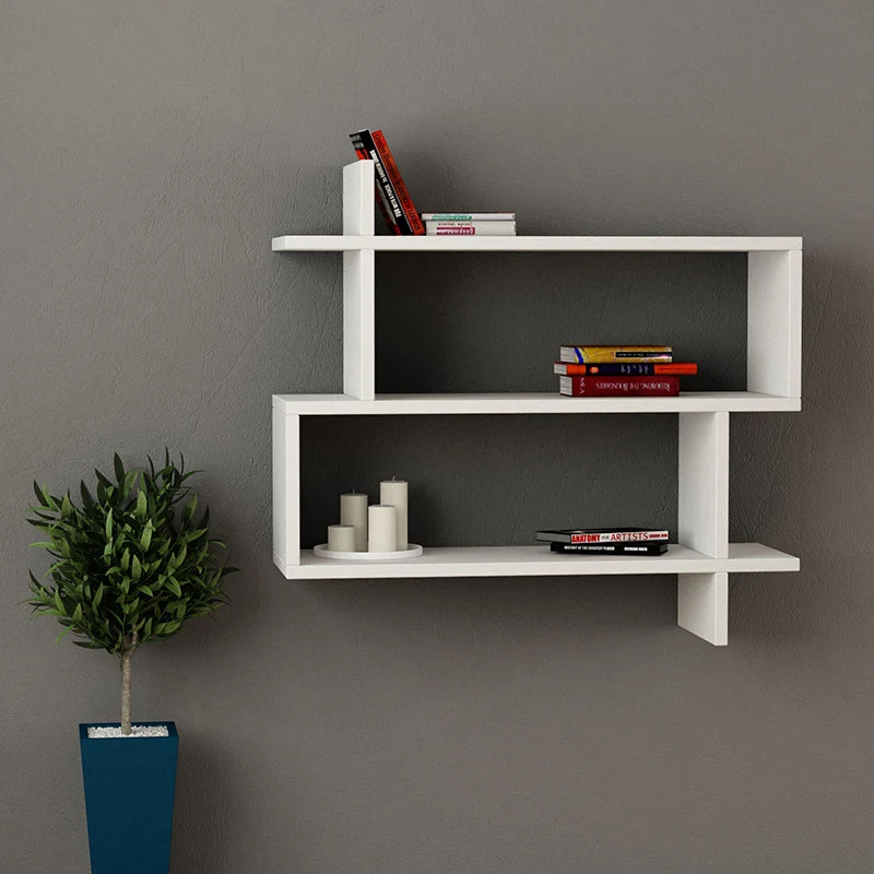 Стенен рафт Паралел бял Цвят 70x22x65,5см