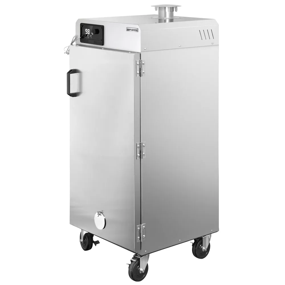Професионална електрическа пушилня - Дигитално управление - с 6 рафта - 725W - 509x556x1266mm - на колела - Черен