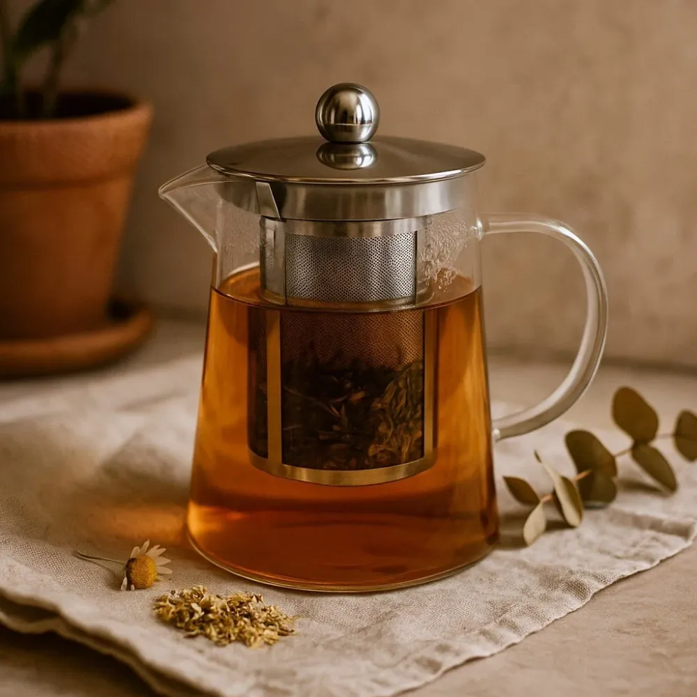 Стъклен чайник с инфузер, 750ml, форма на кула
