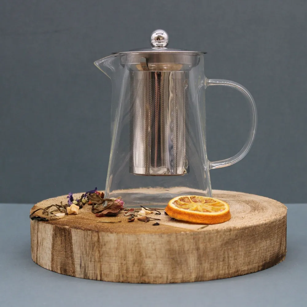 Стъклен чайник с инфузер, 750ml, форма на кула
