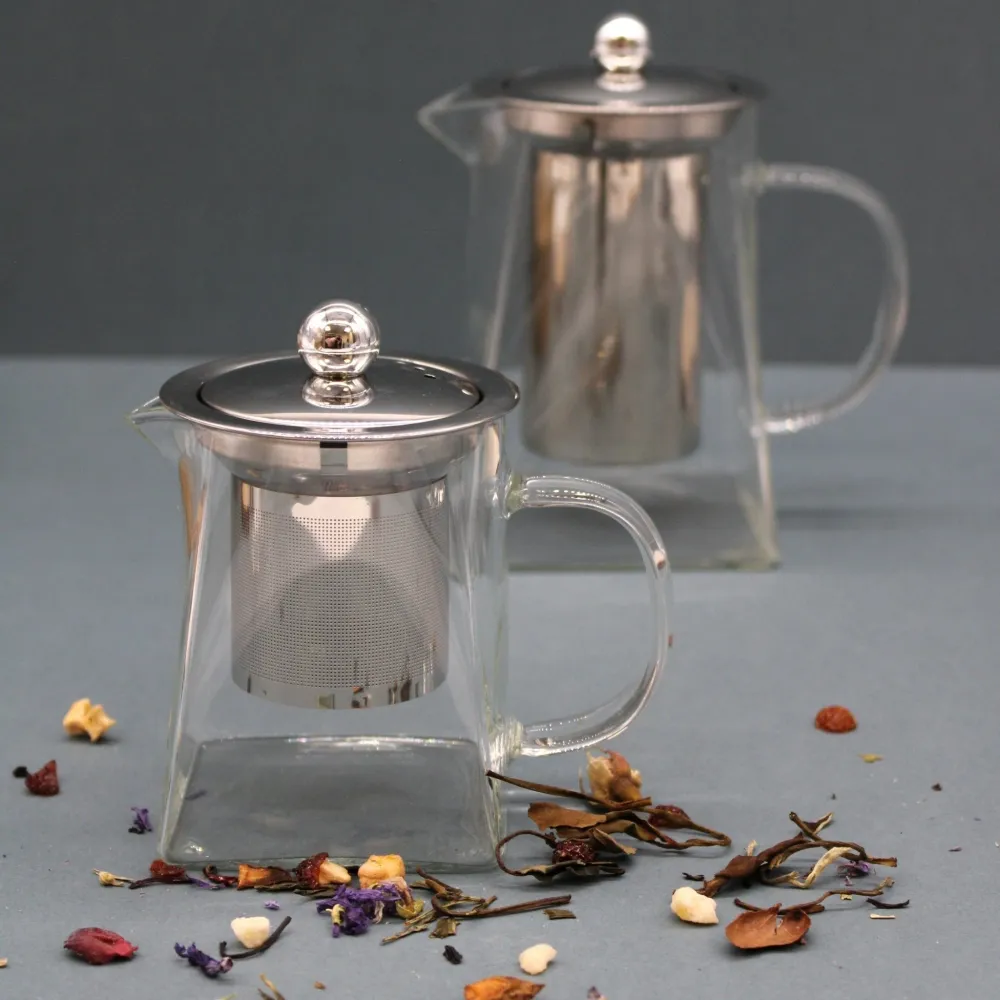 Стъклен чайник с инфузер, 750ml, форма на кула