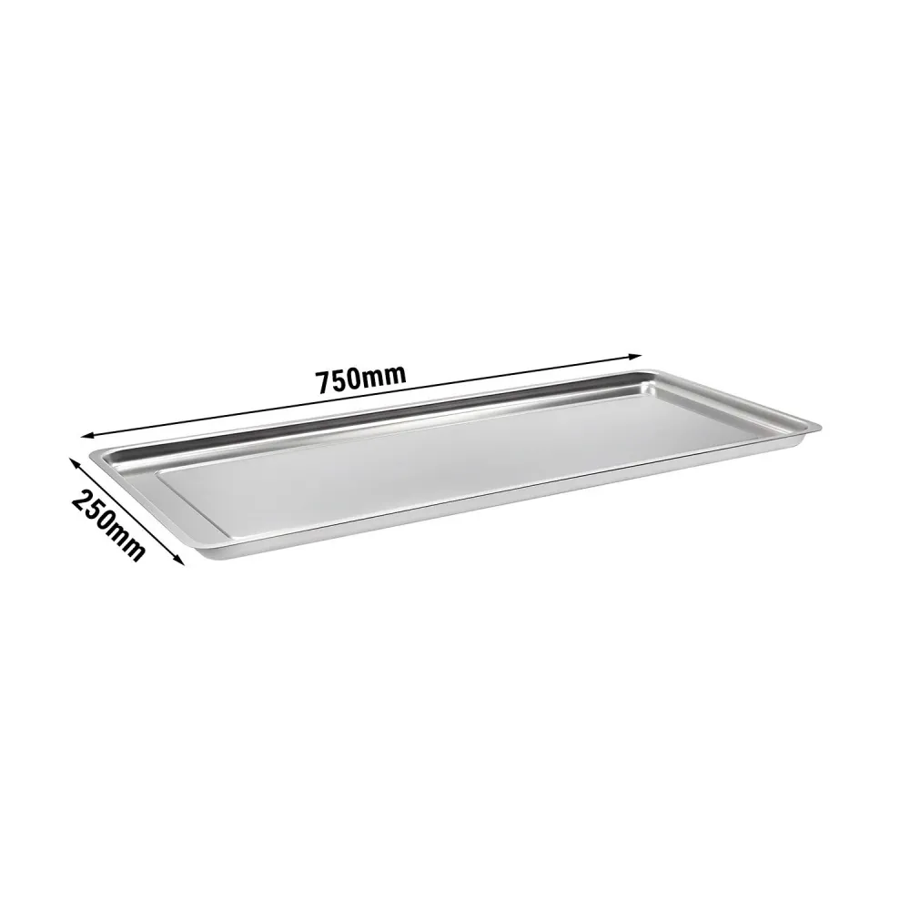 Тава за сервиране - неръждаема стомана - с кант - правоъгълна - 768x268x20mm