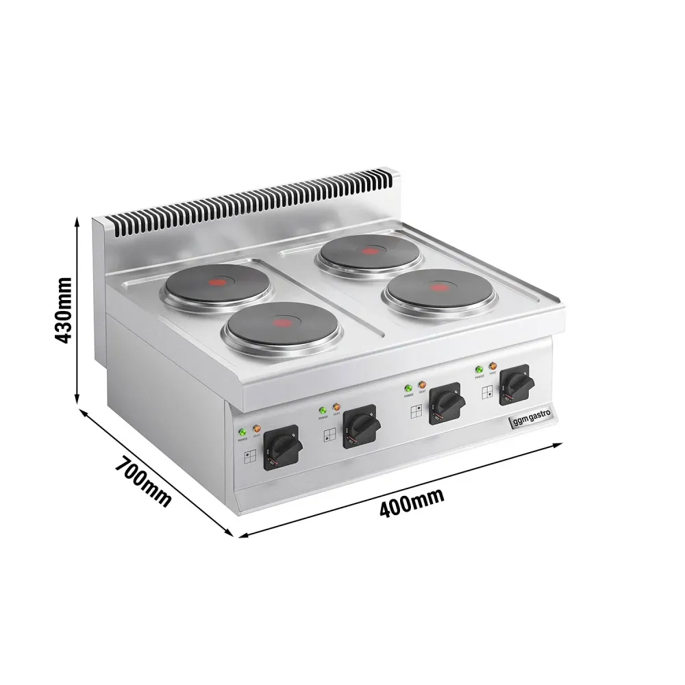 Настолен електрически котлон - 9,20kW - 4 чугунени плочи Ø224/Ø181 - цифрово управление