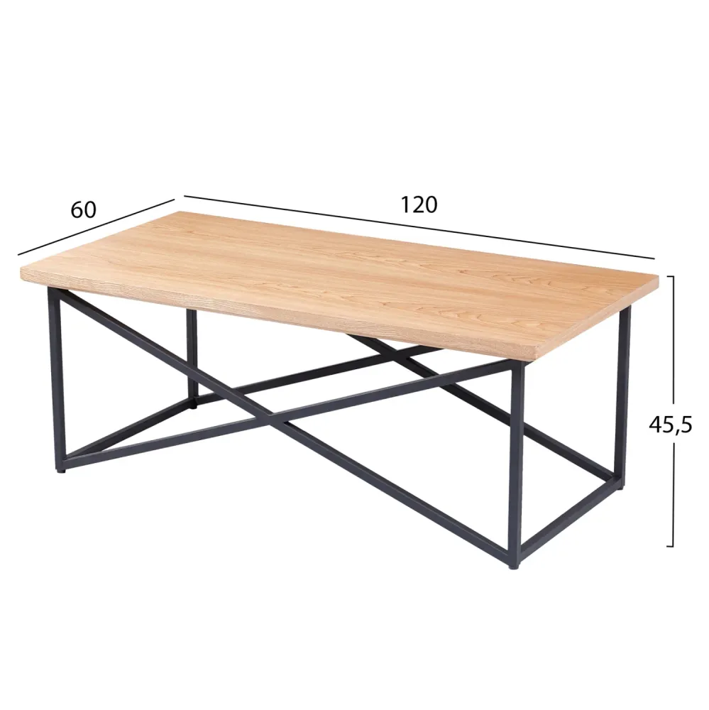 Холна маса 9469 естествен-черен цвят 120x60x45.5см