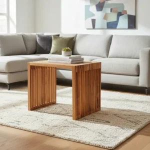 Странична маса 9483 тиково дърво естествен цвят 40x40.5x40.5см